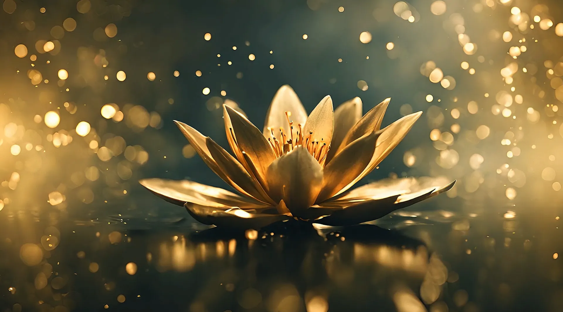 Golden Lotus Enlightenment Peaceful Floral Motion Graphic Video